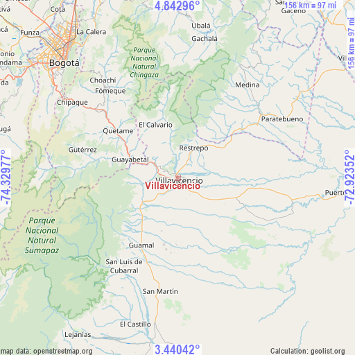 Villavicencio on map