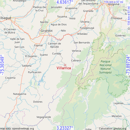 Villarrica on map