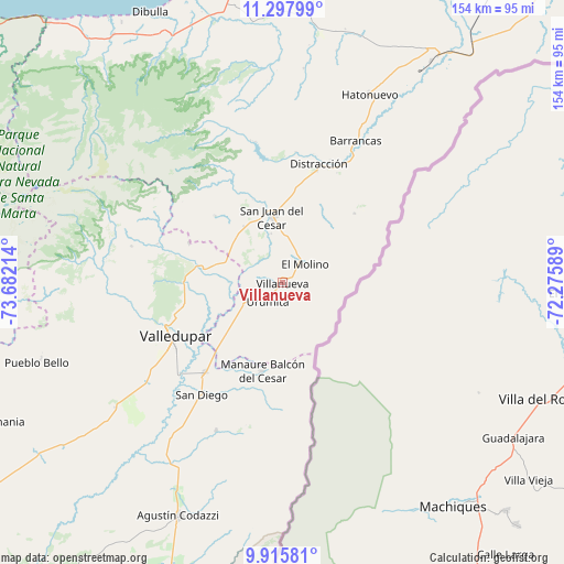 Villanueva on map