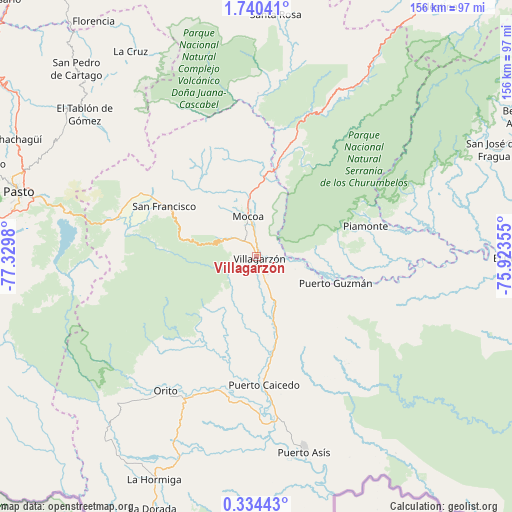 Villagarzón on map