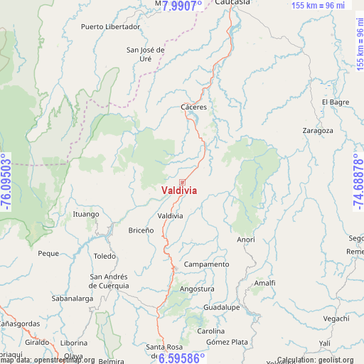 Valdivia on map