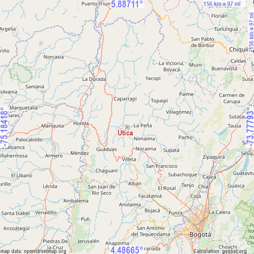 Útica on map