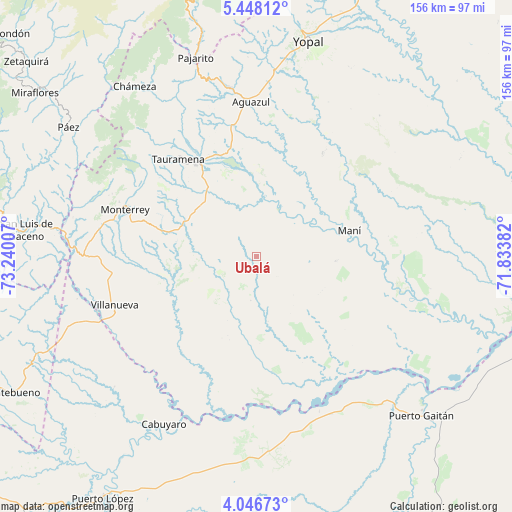 Ubalá on map
