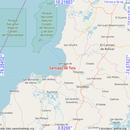 Santiago de Tolú on map