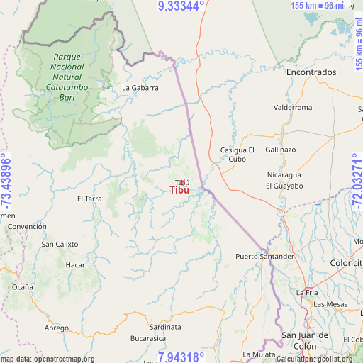 Tibú on map