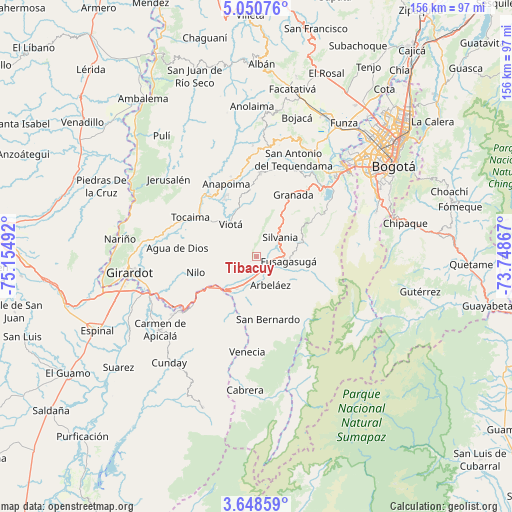 Tibacuy on map