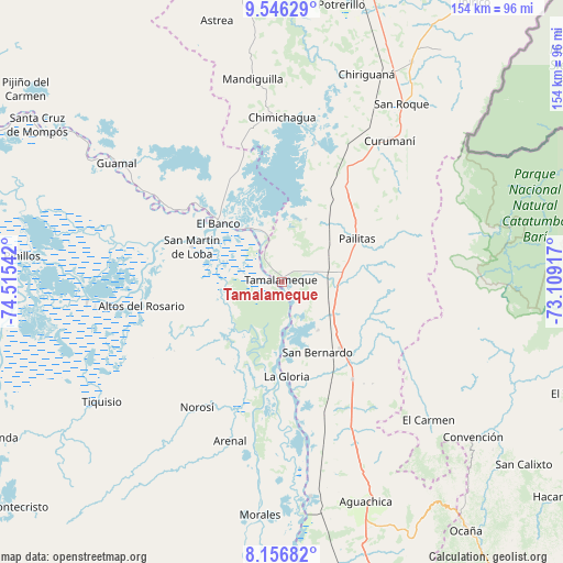 Tamalameque on map