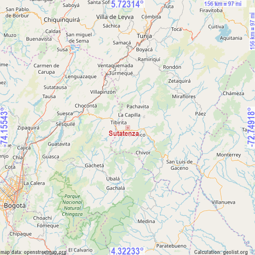 Sutatenza on map