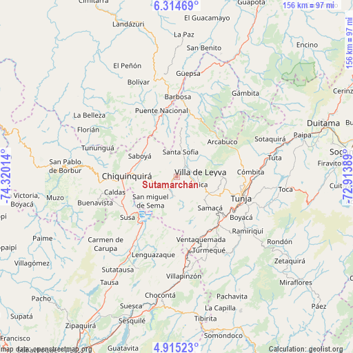 Sutamarchán on map