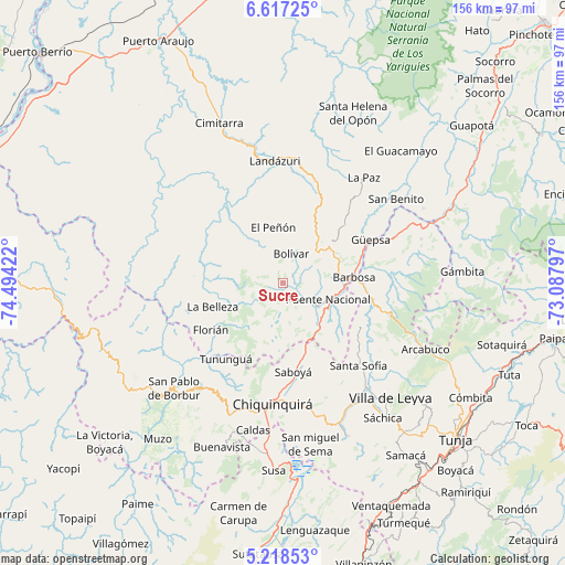 Sucre on map