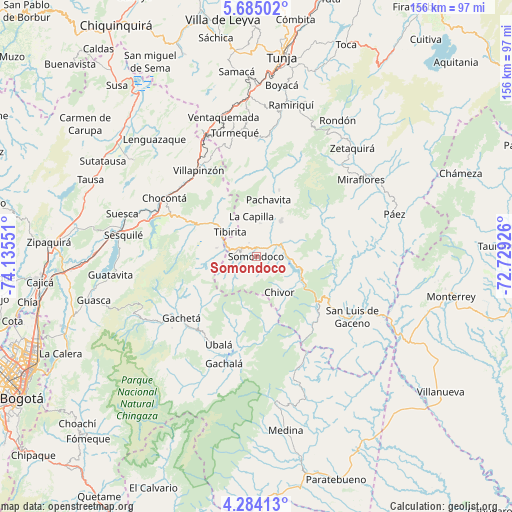 Somondoco on map