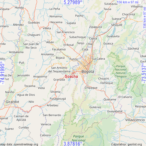 Soacha on map