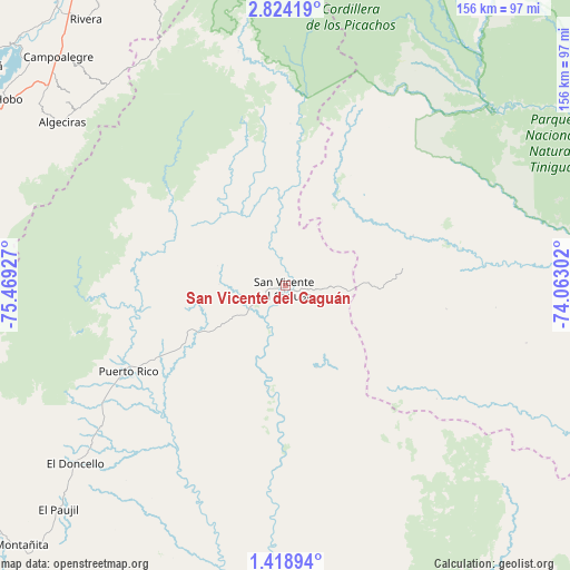 San Vicente del Caguán on map