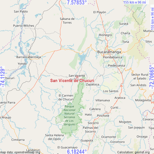 San Vicente de Chucurí on map