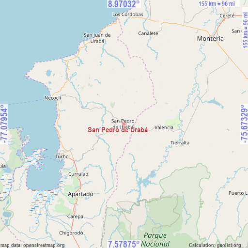 San Pedro de Urabá on map