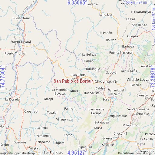 San Pablo de Borbur on map