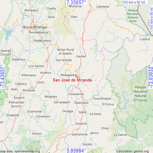 San José de Miranda on map