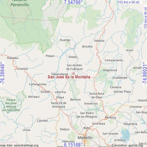 San José de la Montaña on map