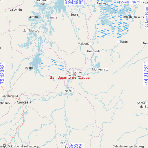 San Jacinto del Cauca on map