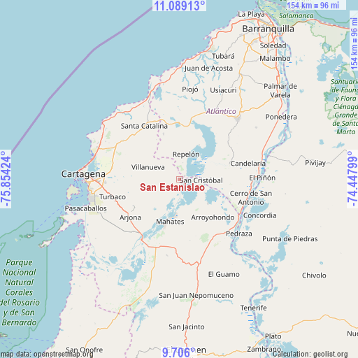 San Estanislao on map