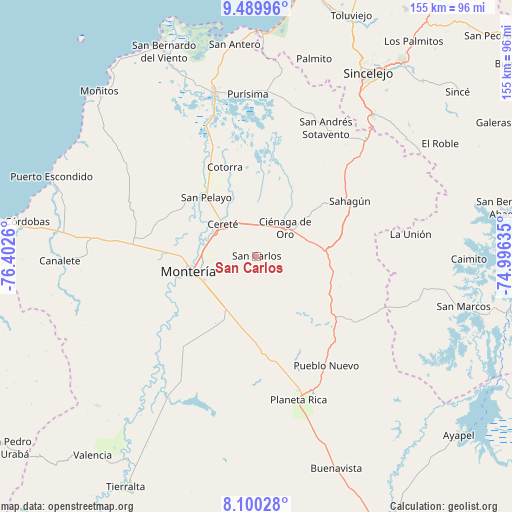 San Carlos on map