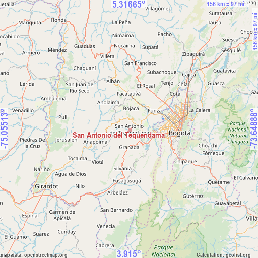 San Antonio del Tequendama on map