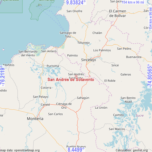 San Andrés de Sotavento on map