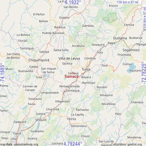Samacá on map