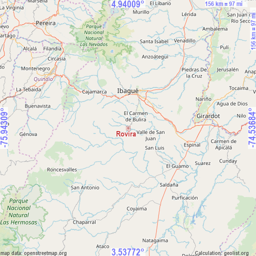 Rovira on map