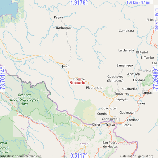 Ricaurte on map