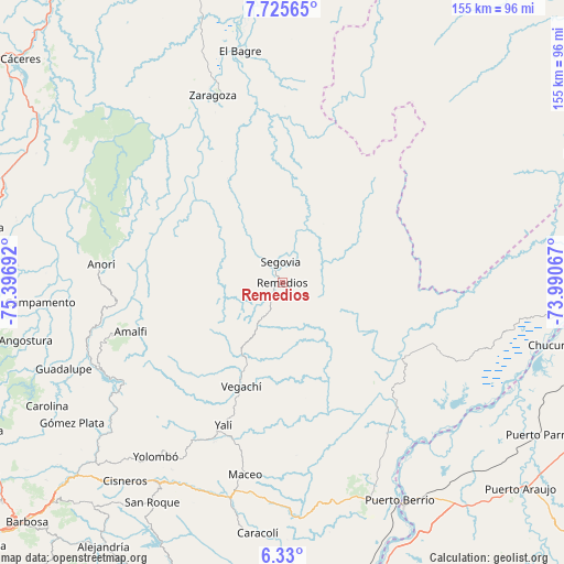 Remedios on map