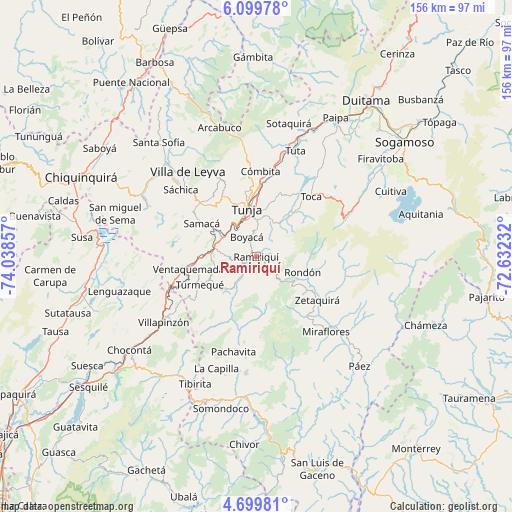 Ramiriquí on map