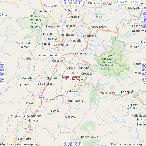 Quimbaya on map