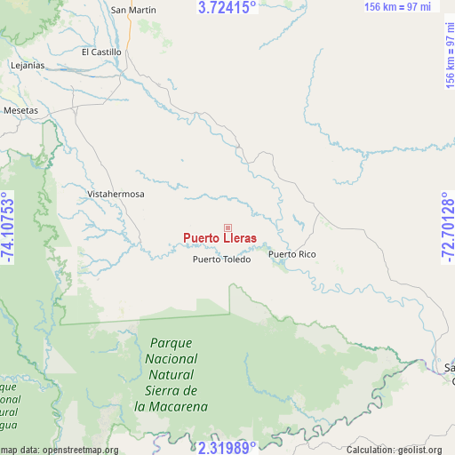 Puerto Lleras on map