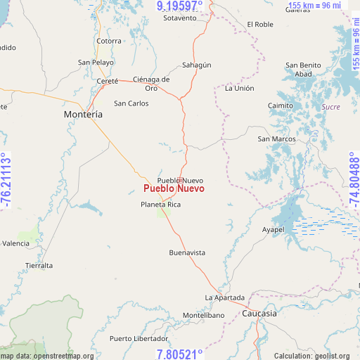 Pueblo Nuevo on map
