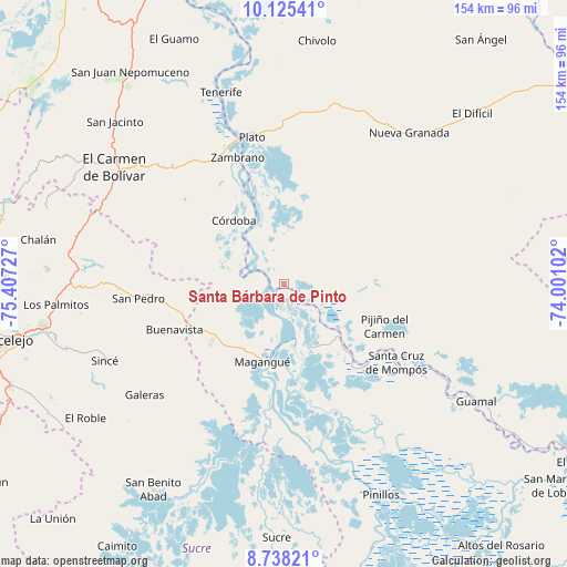 Santa Bárbara de Pinto on map