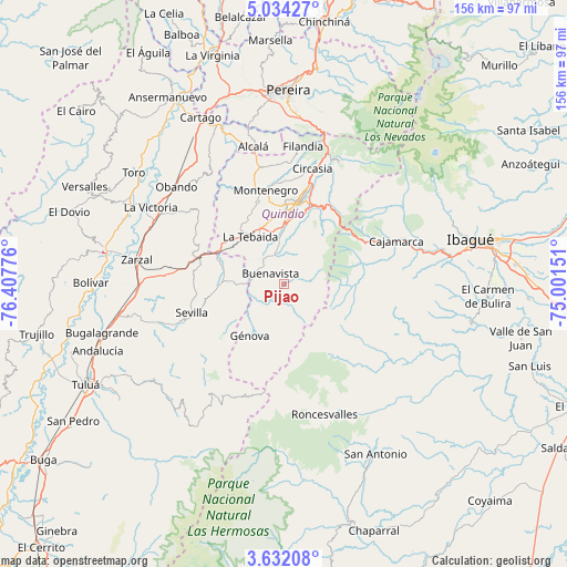 Pijao on map