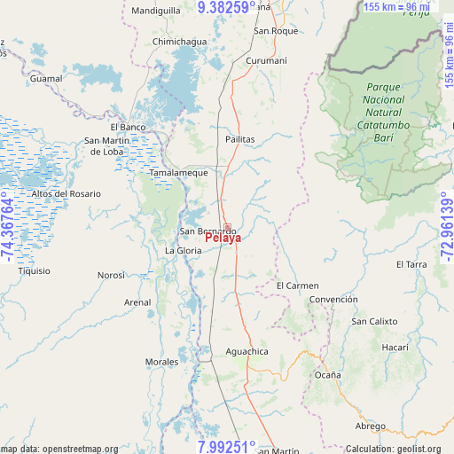 Pelaya on map