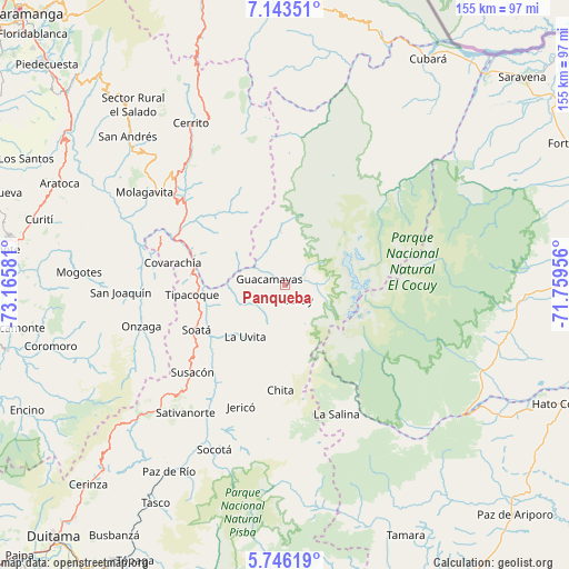 Panqueba on map
