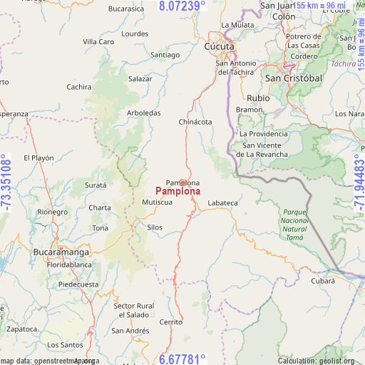 Pamplona on map