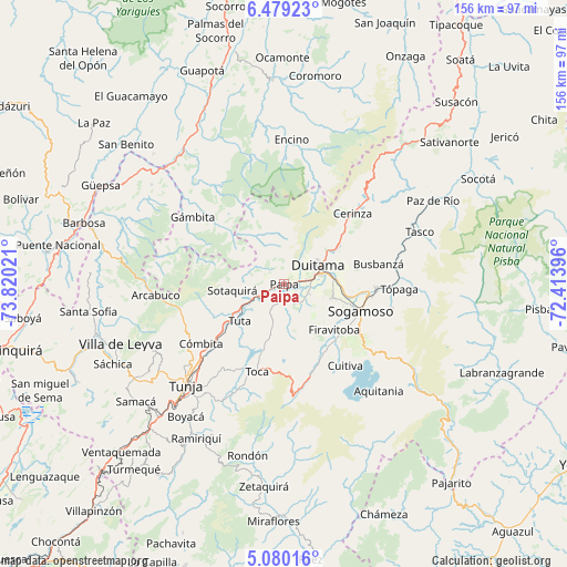 Paipa on map