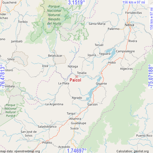 Paicol on map