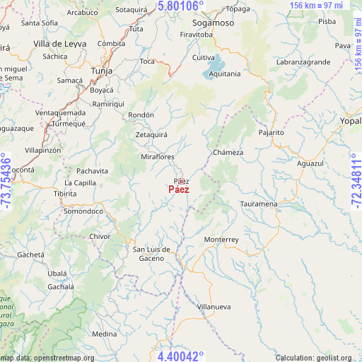 Páez on map