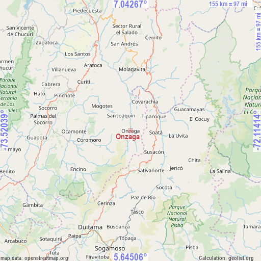 Onzaga on map