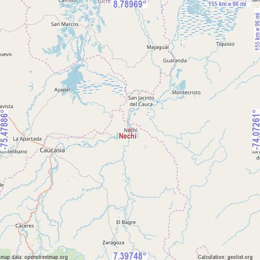Nechí on map