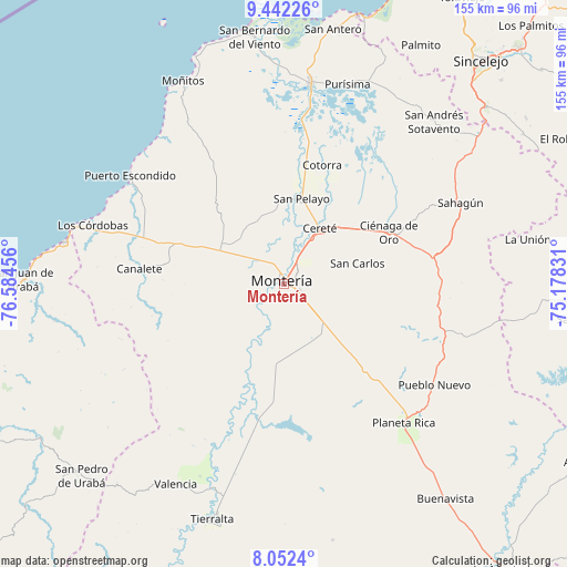 Montería on map