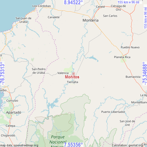 Moñitos on map