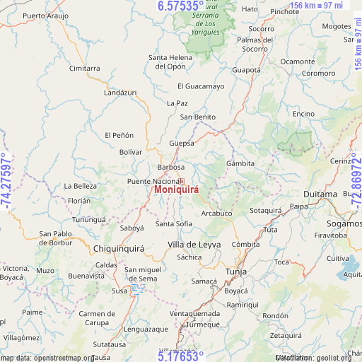 Moniquirá on map