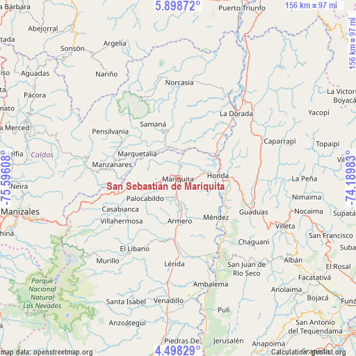 San Sebastián de Mariquita on map