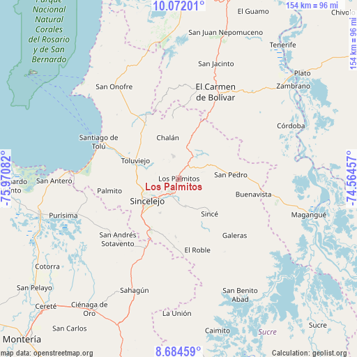 Los Palmitos on map